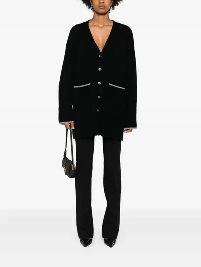 Pinko Tailored High-waisted Flared Trousers With Polished Button Detail In Black