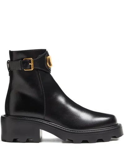 Valentino Garavani Vlogo Signature Ankle Boot In Calfskin 55mm Woman Black 40.5