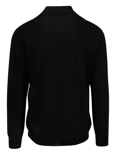 Fedeli Half-zip Wool Sweater In Black