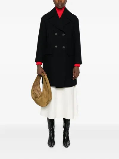 Alpha Studio Double-breasted Coat In Blue