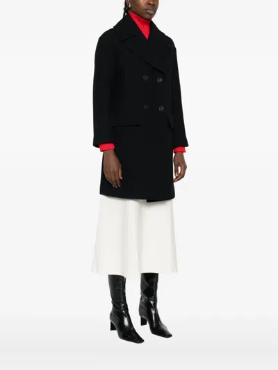 Alpha Studio Double-breasted Coat In Blue