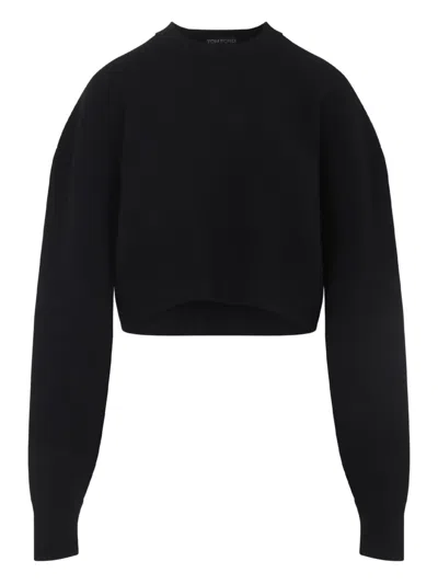 Tom Ford Maglione Oversize In Misto Lana Nera Donna In Black