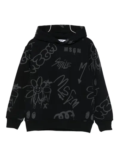 Msgm Hoodie Boy In Black