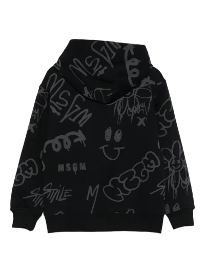 Msgm Hoodie Boy In Black