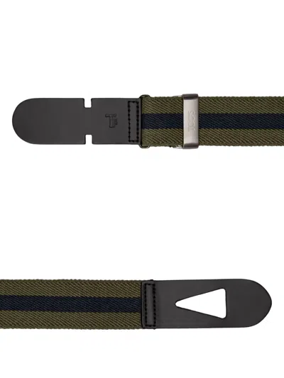 Tod's Striped Belt In Green