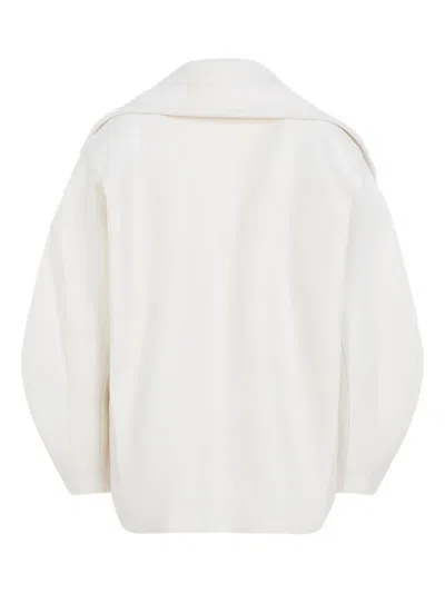 Jacquemus Double-breasted Virgin Wool Coat With Wide Lapel In White