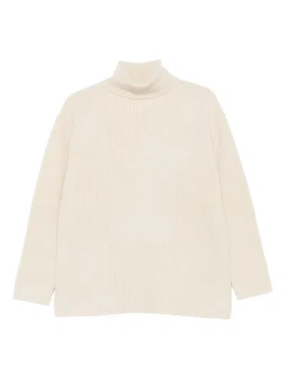 罗纹拼接高领毛衣