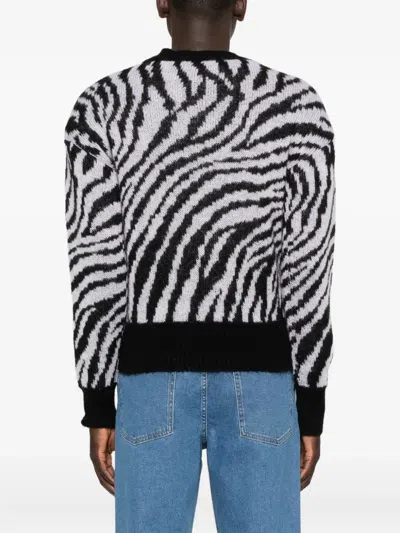 Pence Zebra-print Crew-neck Sweater In Black