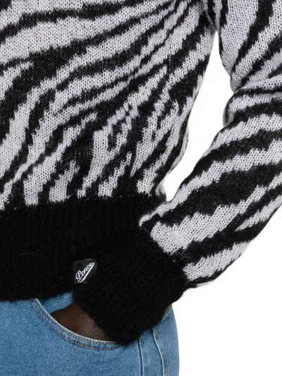 Pence Zebra-print Crew-neck Sweater In Black