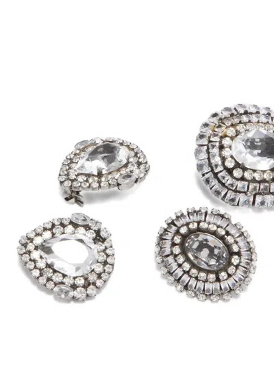 Ermanno Scervino Crystal-embellished Brooches (set Of Three) In Metallic