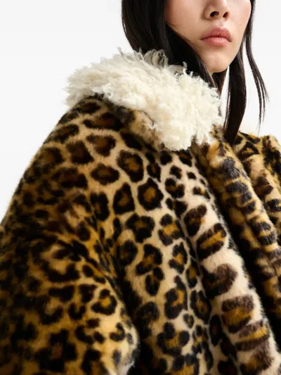 Essentiel Antwerp Leopard-print Contrast-collar Coat In Animal Print