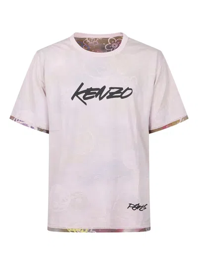 Kenzo Graphic Crew Neck T-shirt In Pink