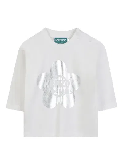Kenzo Baby Girls Long Sleeve Logo T-shirt In White