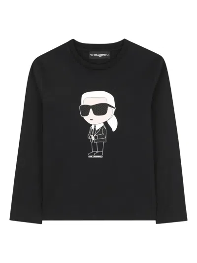 Karl Lagerfeld Black T-shirt For Kids With  In Black