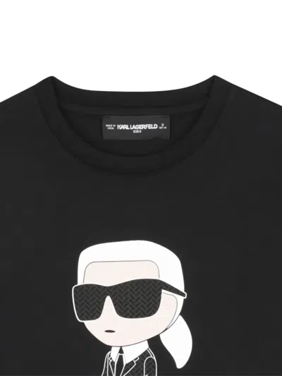 Karl Lagerfeld Black T-shirt For Kids With  In Black