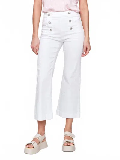 Charlie B Cropped Pull-on Flare Jeans With Front Buttons In White In White