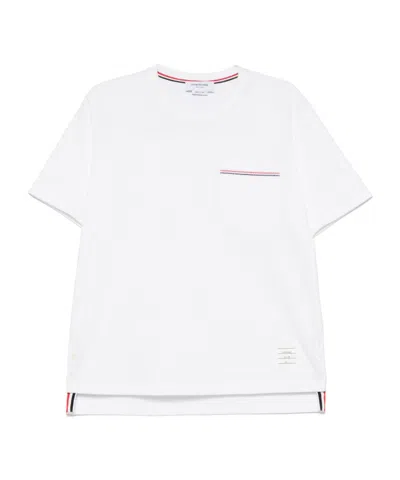Thom Browne Oversized T-shirt With Embroidered Pocket Detail In White