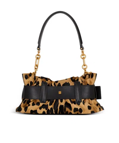 Balmain Mini Leopard Print Shoulder Bag In Multi
