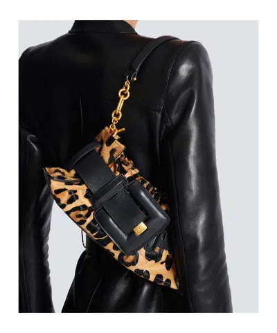 Balmain Mini Leopard Print Shoulder Bag In Multi
