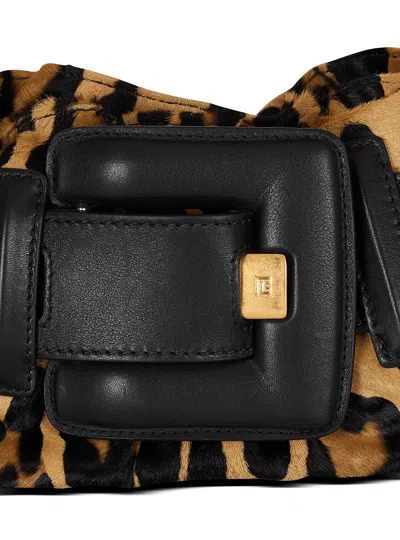 Balmain Mini Leopard Print Shoulder Bag In Multi