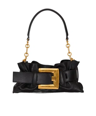 Balmain Mini Anthem Bag In Embossed Crocodile-print Calfskin In Black