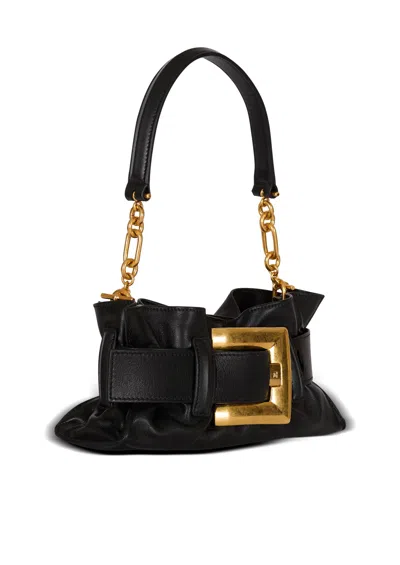 Balmain Mini Anthem Bag In Embossed Crocodile-print Calfskin In Black