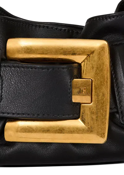 Balmain Mini Anthem Bag In Embossed Crocodile-print Calfskin In Black