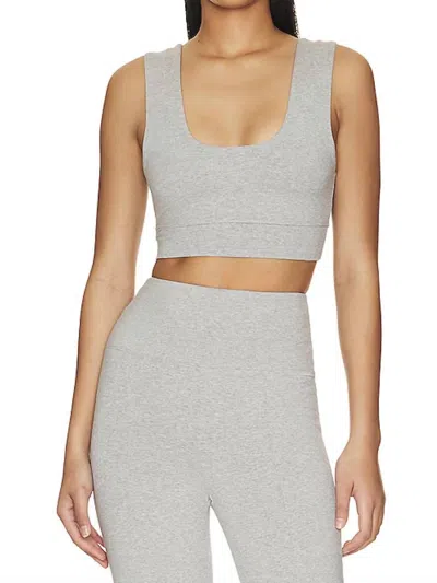 Year Of Ours Body U Neck Crop In Heathered Grey In Gray