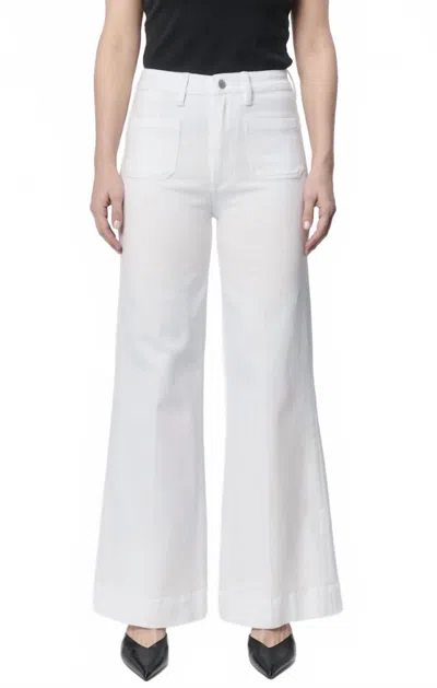 Dear John Denim Fiona Wide Leg Cuffed Hem Jeans In White In White