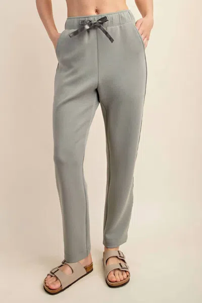 Rae Mode Side Satin Jogger Pants In Dusty Sage In Gray
