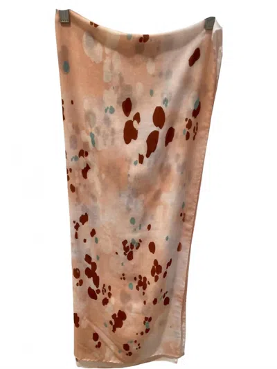 Zubi Wool Wrap In Peach Print In Multi