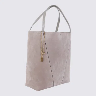Chloé Chlo Light Grey Leather Spin Totes In Gray