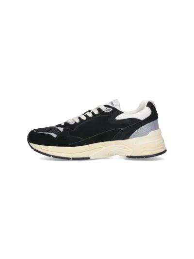 Autry Black Suede And Mesh Sneakers With Cream Cushioned Sole In Black