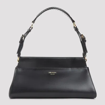 Prada Chic Top Handle Shoulder Bag With Gold Hardware In Black