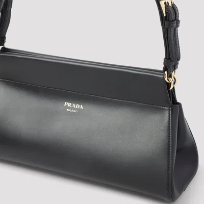 Prada Chic Top Handle Shoulder Bag With Gold Hardware In Black