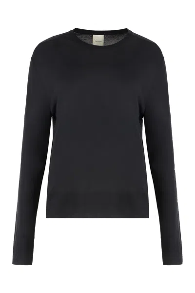 Calvin Klein Crew-neck Viscose Sweater In Black