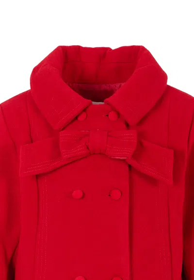 Patachou Bow-detail Pleated Coat In Red