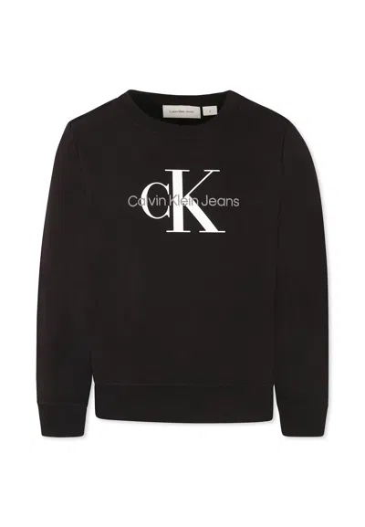 Calvin Klein Black Sweatshirt For Kids With Logo In Multi