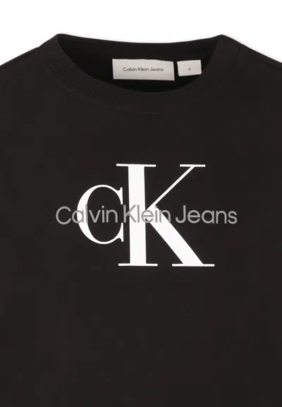 Calvin Klein Black Sweatshirt For Kids With Logo In Multi