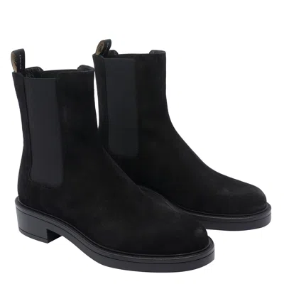 Stuart Weitzman Suede Ankle Boots Block Heel In Black