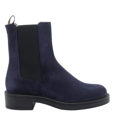 Stuart Weitzman Suede Ankle Boots Featuring Block Heel In Blue