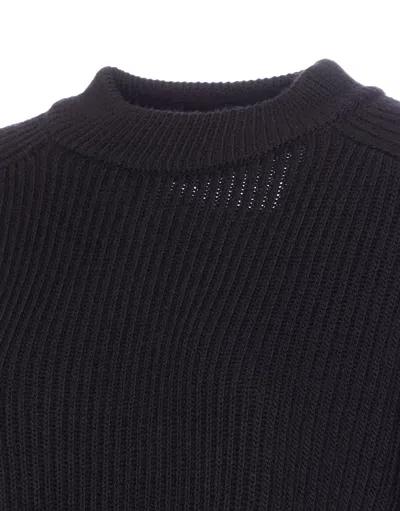 Liu •jo Oversized Round Neck Sweater With Cut Out In Black