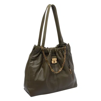 Marc Jacobs The Cristina Chain-embellished Drawstring Tote Bag In Green