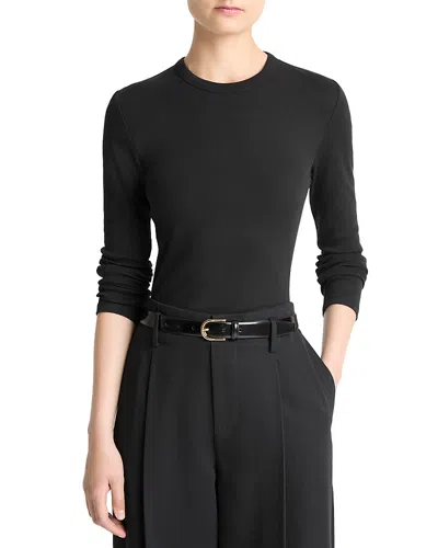 Vince Essential Pima Cotton-blend Long-sleeve T-shirt In Black