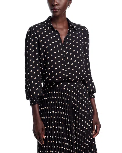 T Tahari Long Sleeve Button Down Blouse In Black