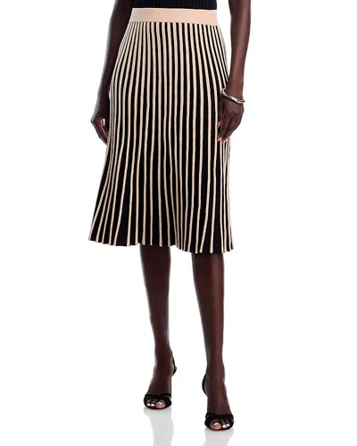 T Tahari Pull On Midi Bi Color Skirt In Black