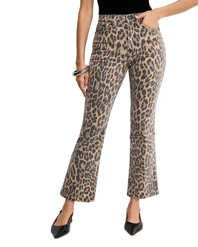 Good American Good Standard High-rise Leopard Kick-flare Jeans In Multi