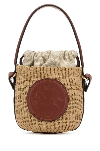 Chloé Horse Medallion Paper Bucket Bag In Brown
