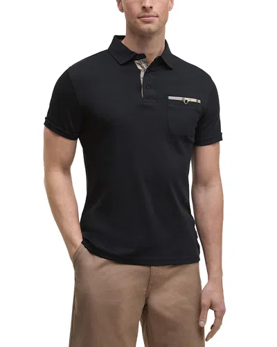 Barbour Premium Short Sleeve Cornpatch Polo Shirt In Black