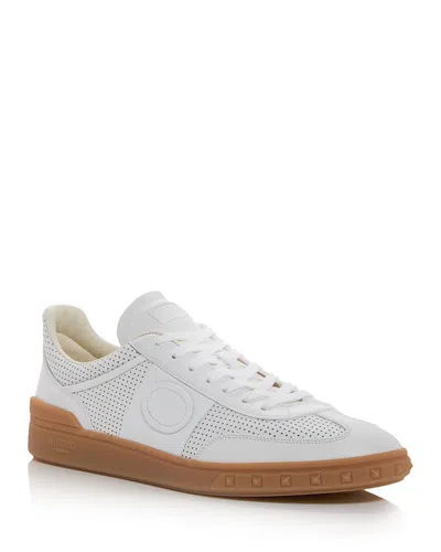 Valentino Garavani Nappa Leather Upvillage Round Toe Sneakers In White